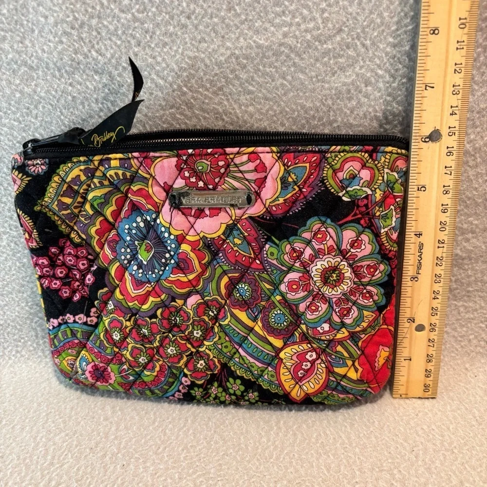 Vera Bradley Colorful Quilted Floral Cosmetic Make-up Accessory Bag Lined
